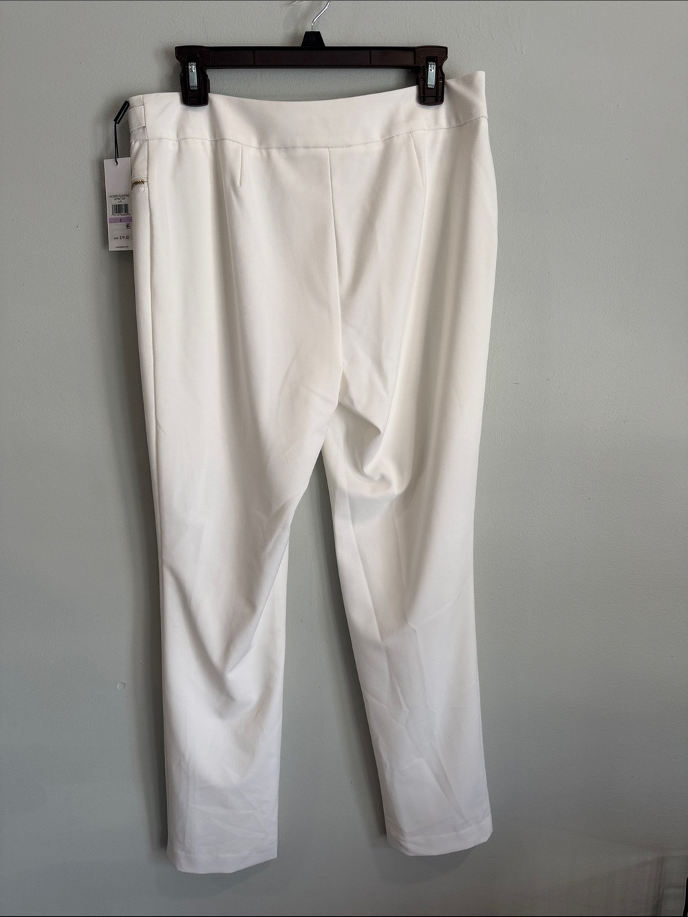Calvin Klein White Ponte Pull-On Pants with Gold Zipper Accents - Picture 2 of 11